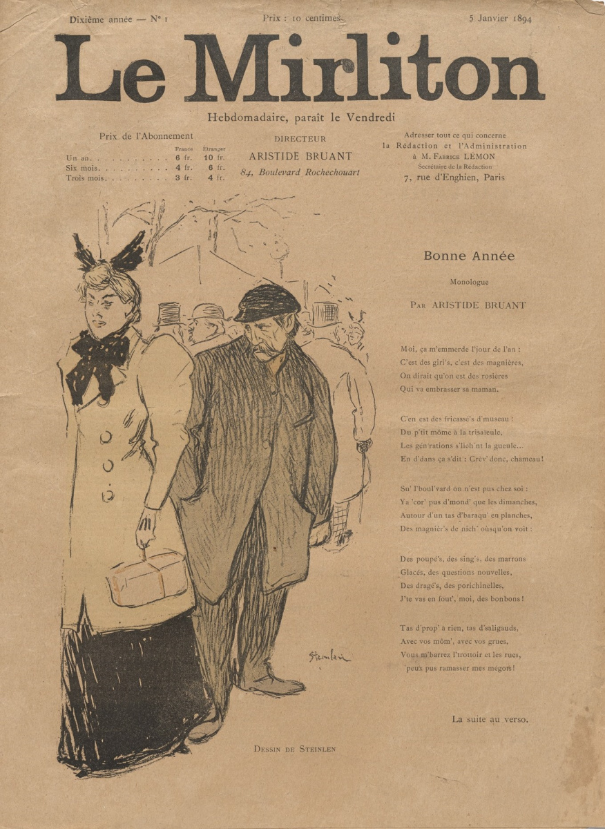 Теофиль-Александр Стейнлен. Иллюстрация для журнала "Мирлитон" № 1. 5 января 1894 года