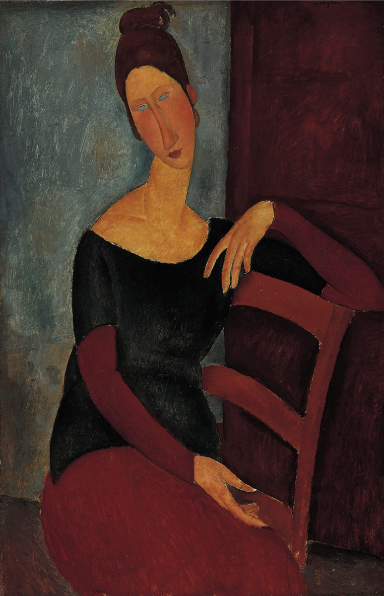 Амедео Модильяни. Портрет Жанны Эбютерн, положившей руку на спинку стула
