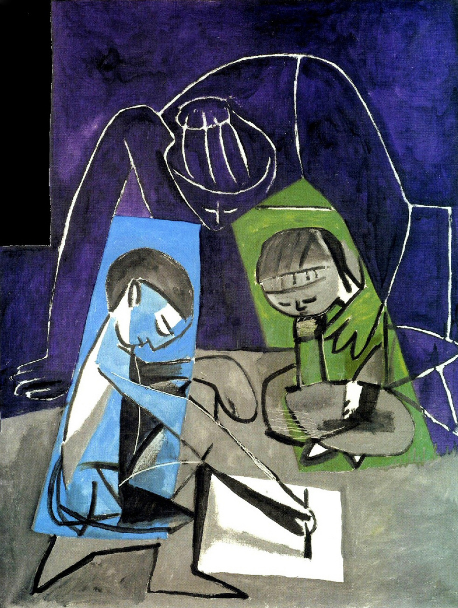 Пабло Пикассо. Франсуаза, Палома и рисующий Клод