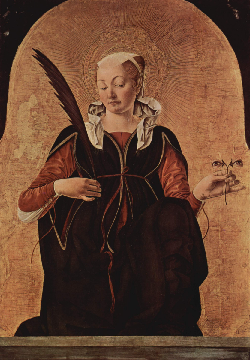 Франческо дель Косса. Алтарь Гриффони, первоначально Капелла Гриффони в церкви Сан Петронио в Болонье, навершие на правой створке с изображением Иоанн