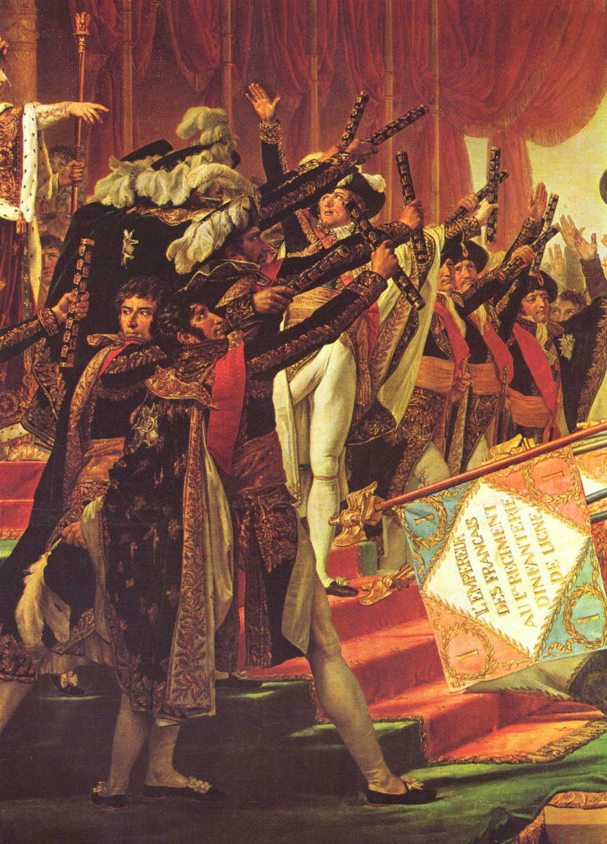 Жак-Луи Давид. Присяга войска императору после раздачи знамен на Марсовом поле в Париже 5 декабря 1804. Фрагмент