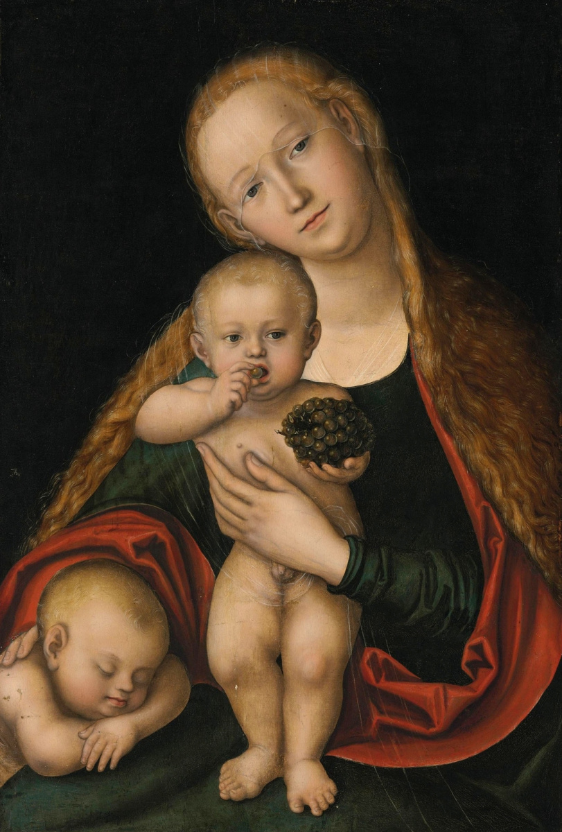 Лукас Кранах Младший. Мадонна с Младенцем и юным спящим Иоанном Крестителем.