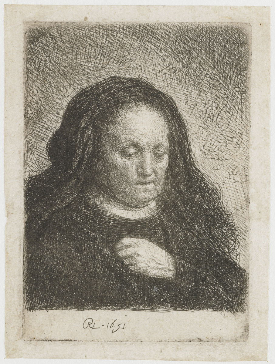 Рембрандт Харменс ван Рейн. Портрет матери с прижатой к груди рукой