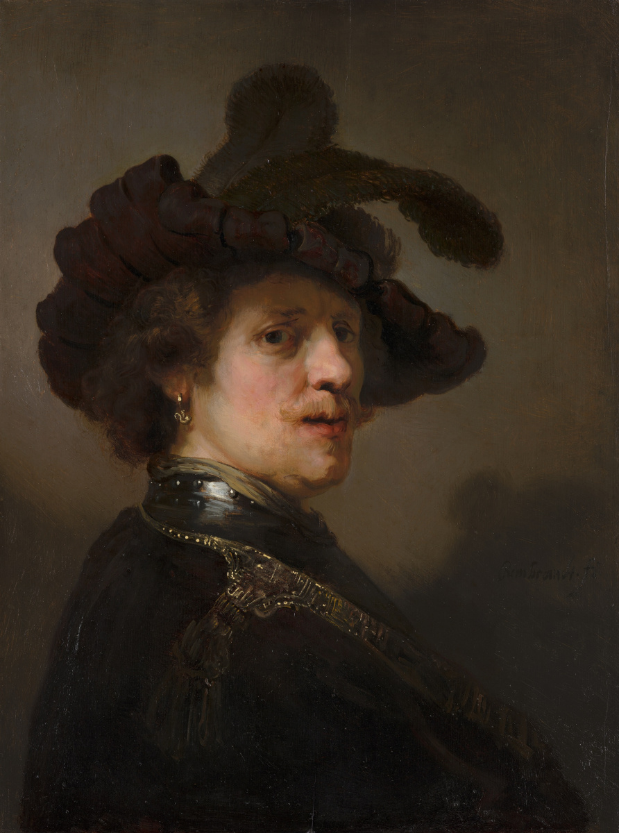Рембрандт Харменс ван Рейн. Портрет мужчины в берете с пером