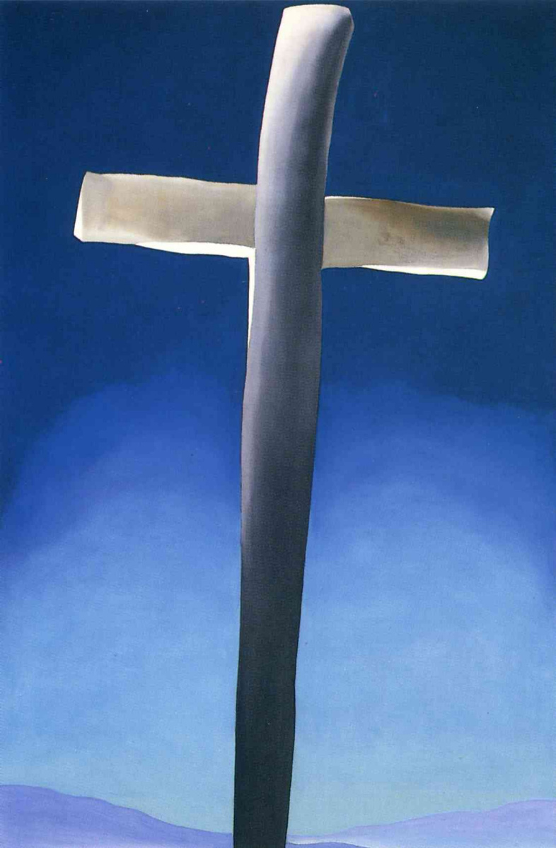 Джорджия О'Киф. Серый крест на голубом