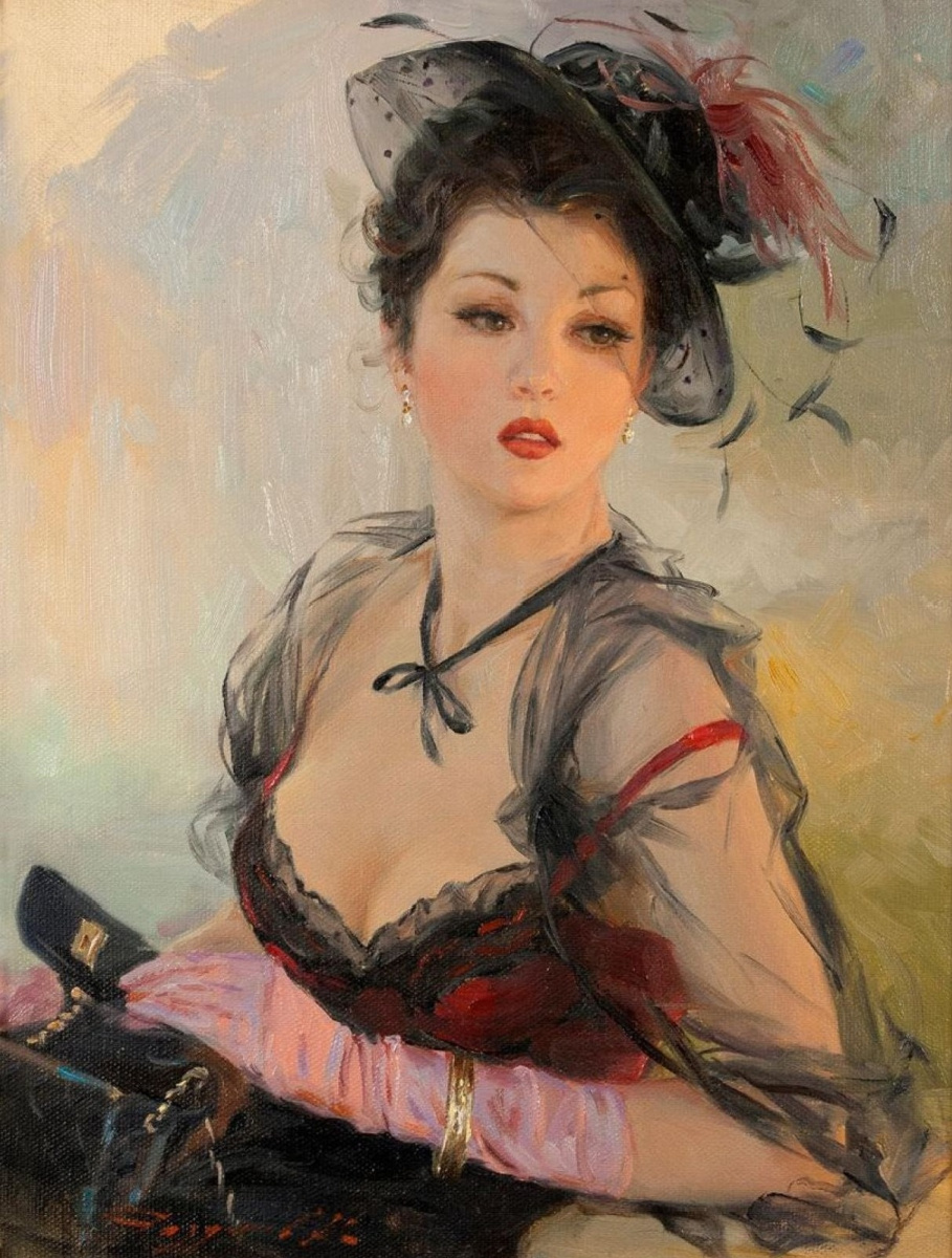 Константин Разумов. Портрет молодой женщины в шляпе.