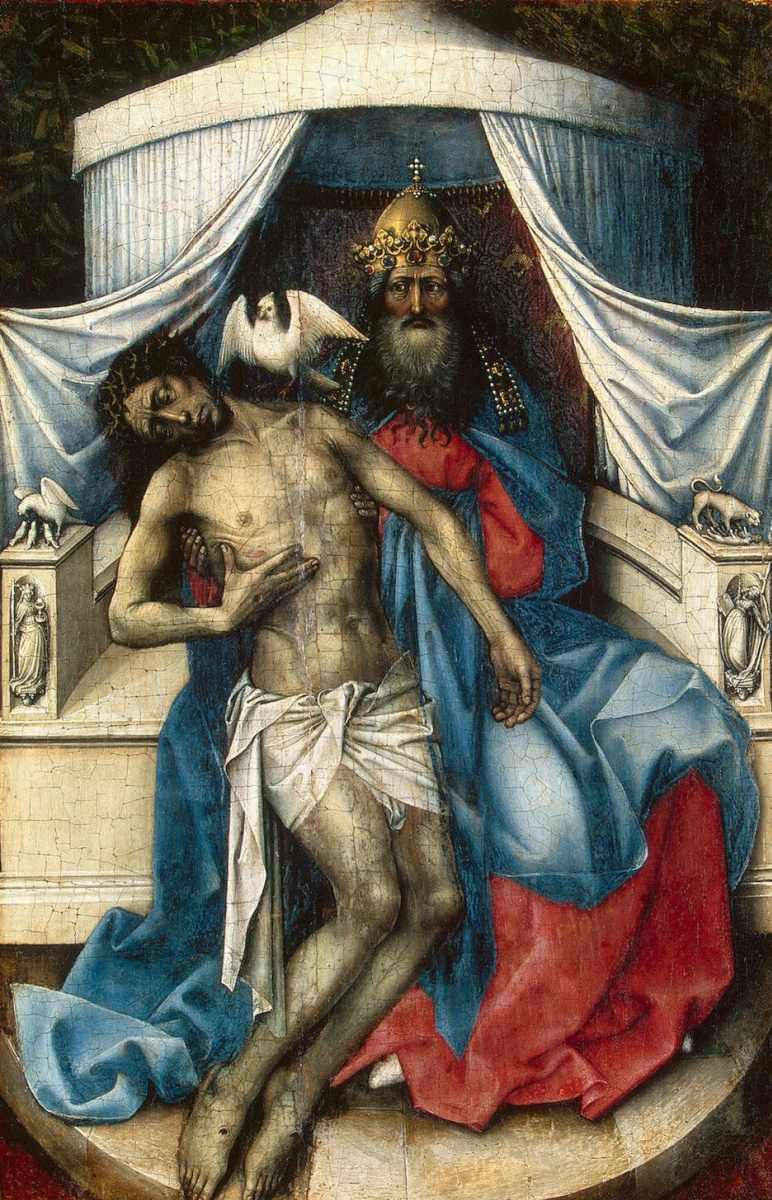 Робер Кампен. Троица. Левая створка диптиха