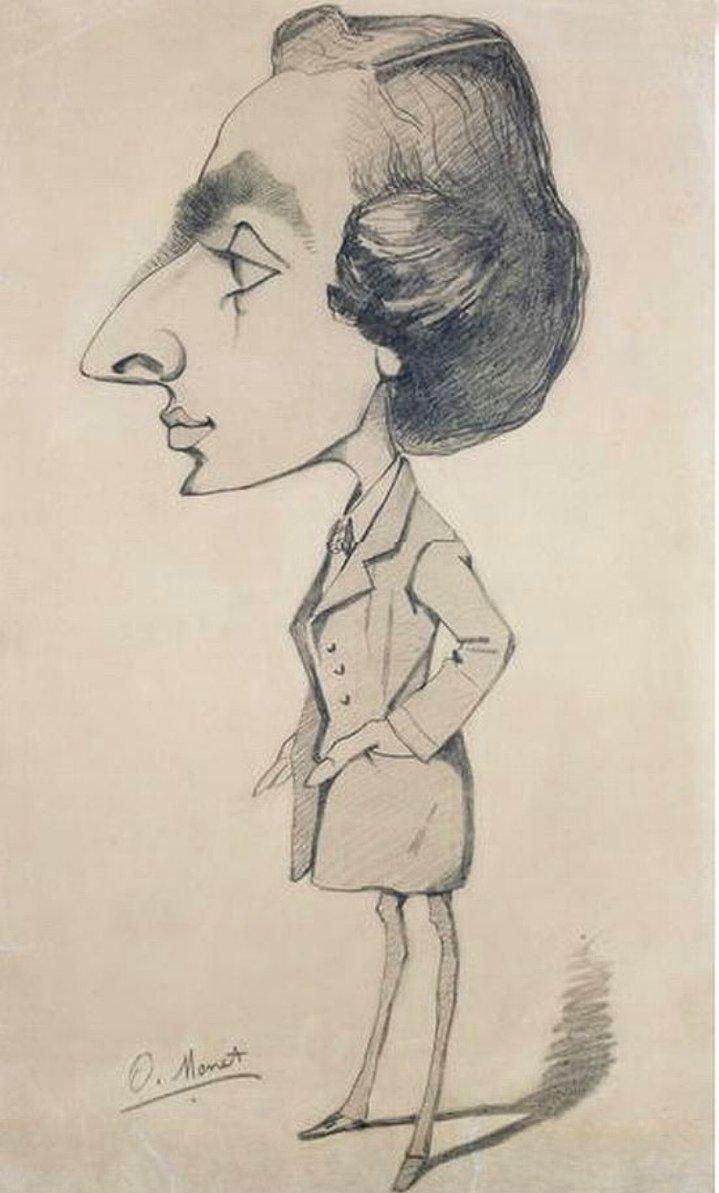 Клод Моне. Карикатура молодого человека