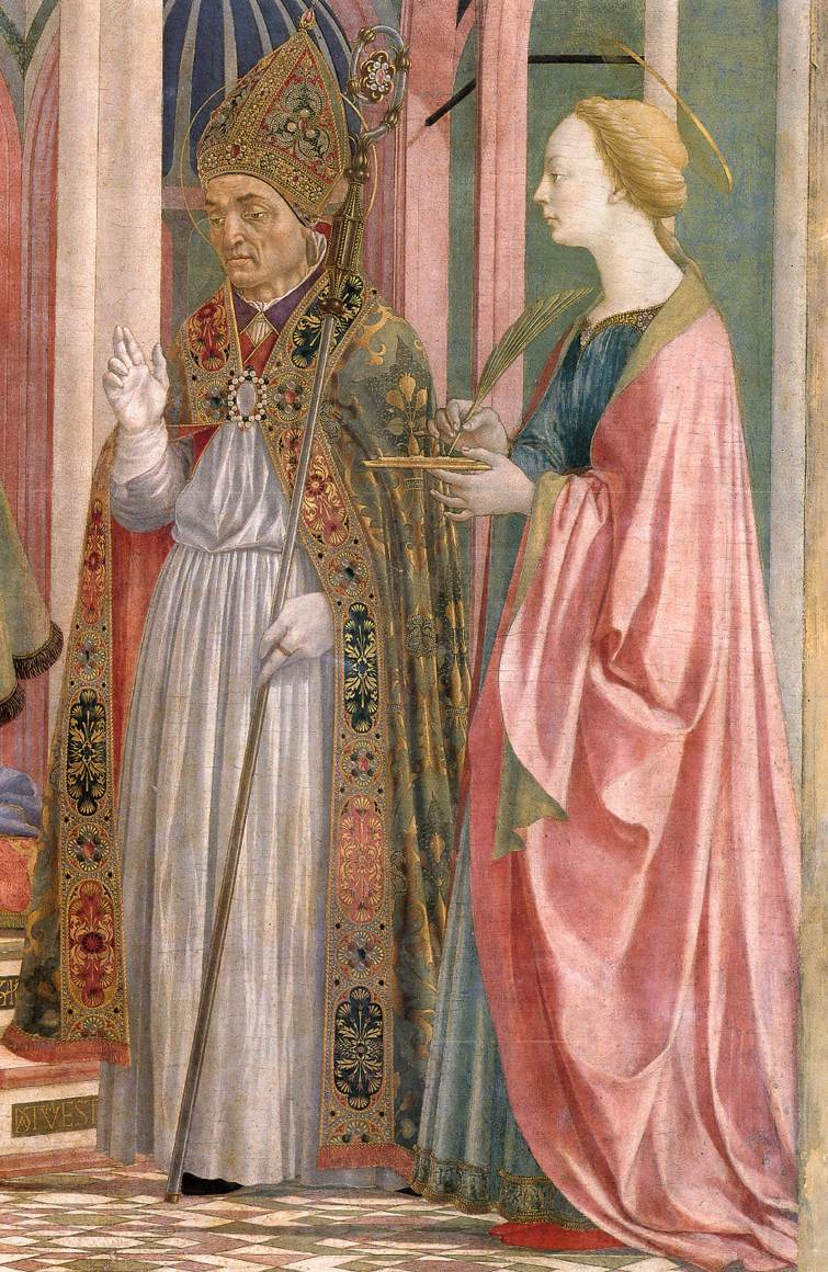 Доменико Венециано. Алтарь Девы Марии, сцена: Мария с младенцем и святыми, деталь