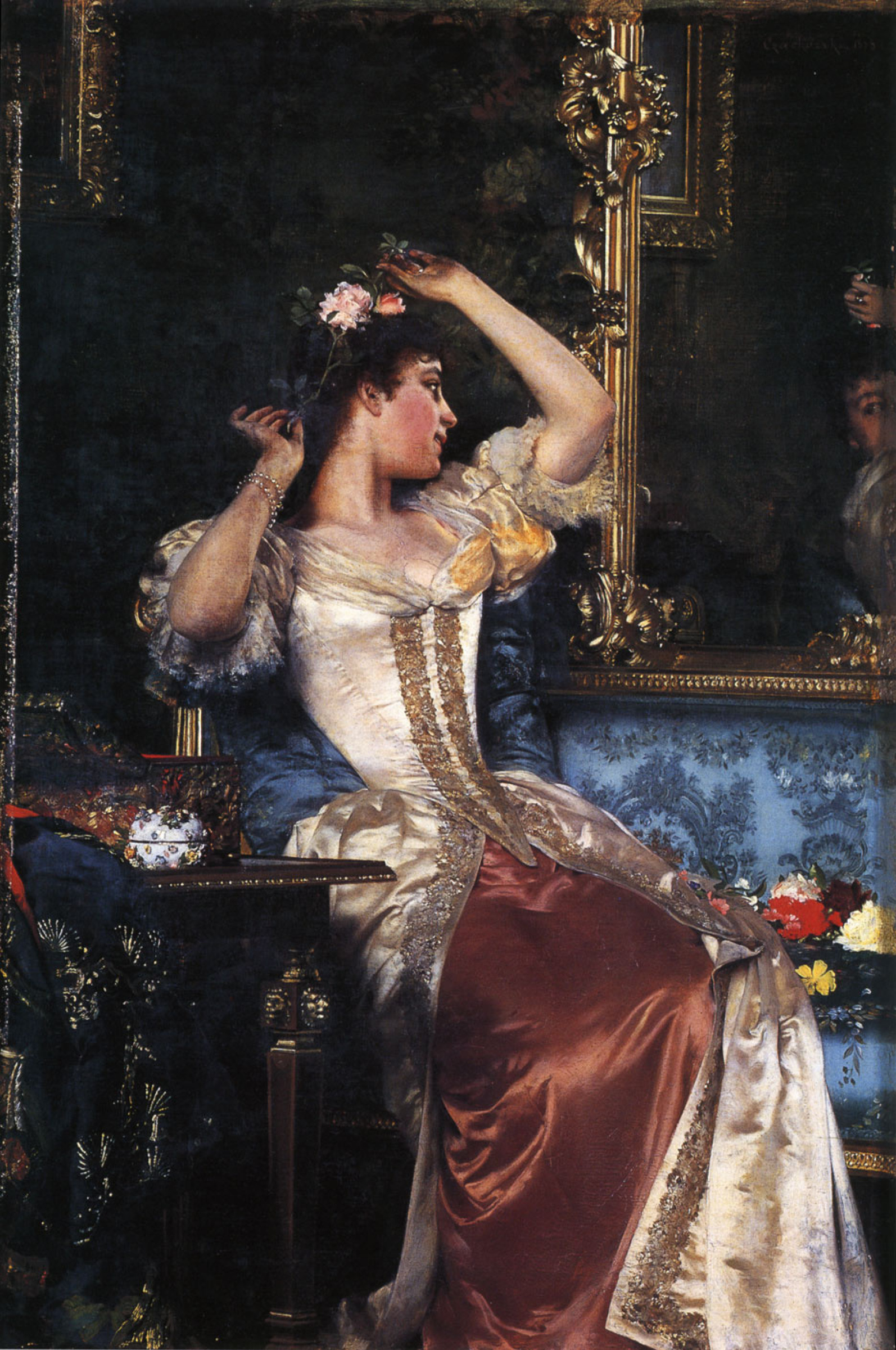 Владислав Чахурский - Перед зеркалом, 1888, 43×61 см: Описание