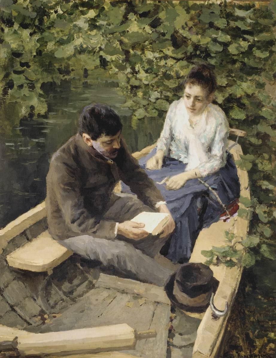 Konstantin Kororin. In the boat. The figures are Konstantin Alekseevich Kororin and artist Maria Vasilyevna Yakunchikova.