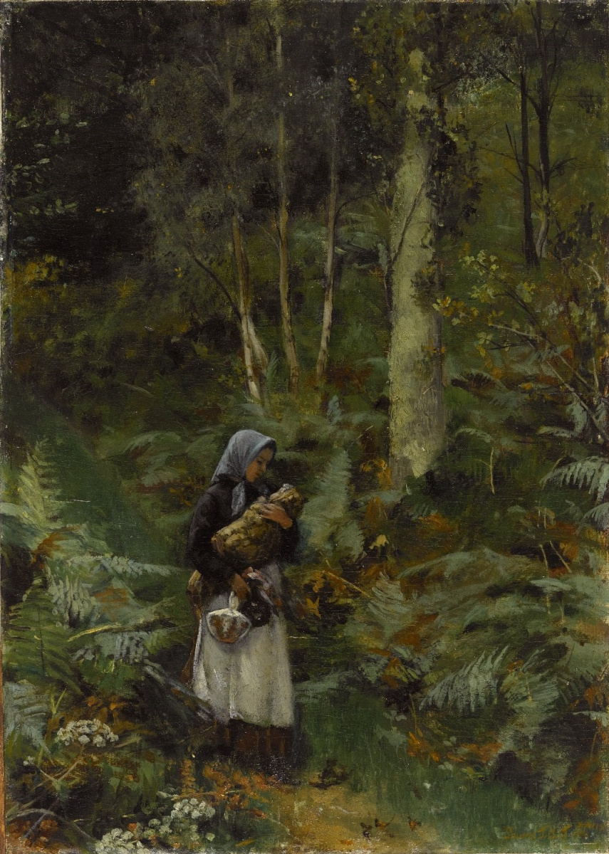 Лаура Тереза Альма-Тадема. С младенцем в лесу