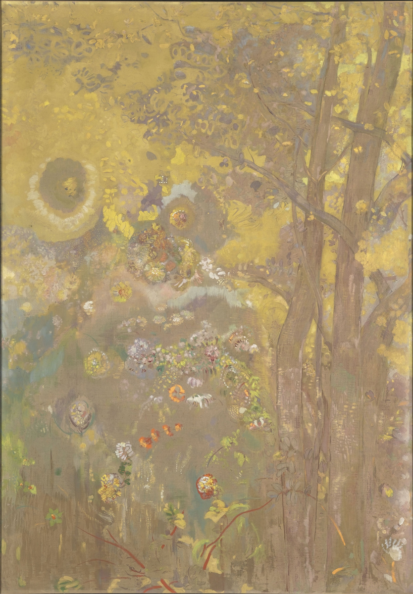 Одилон Редон. Деревья на желтом фоне