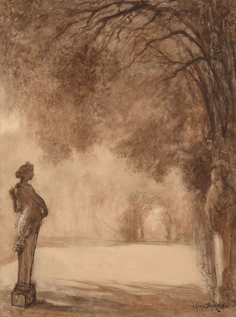 Люсьен Леви-Дюрмэ. Вид аллеи в парке Версаля со статуями.