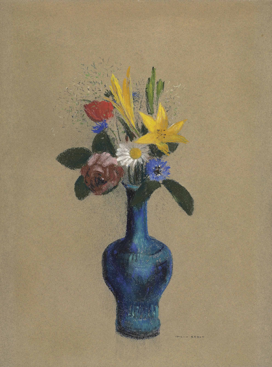 Одилон Редон. Букет цветов в голубой вазе
