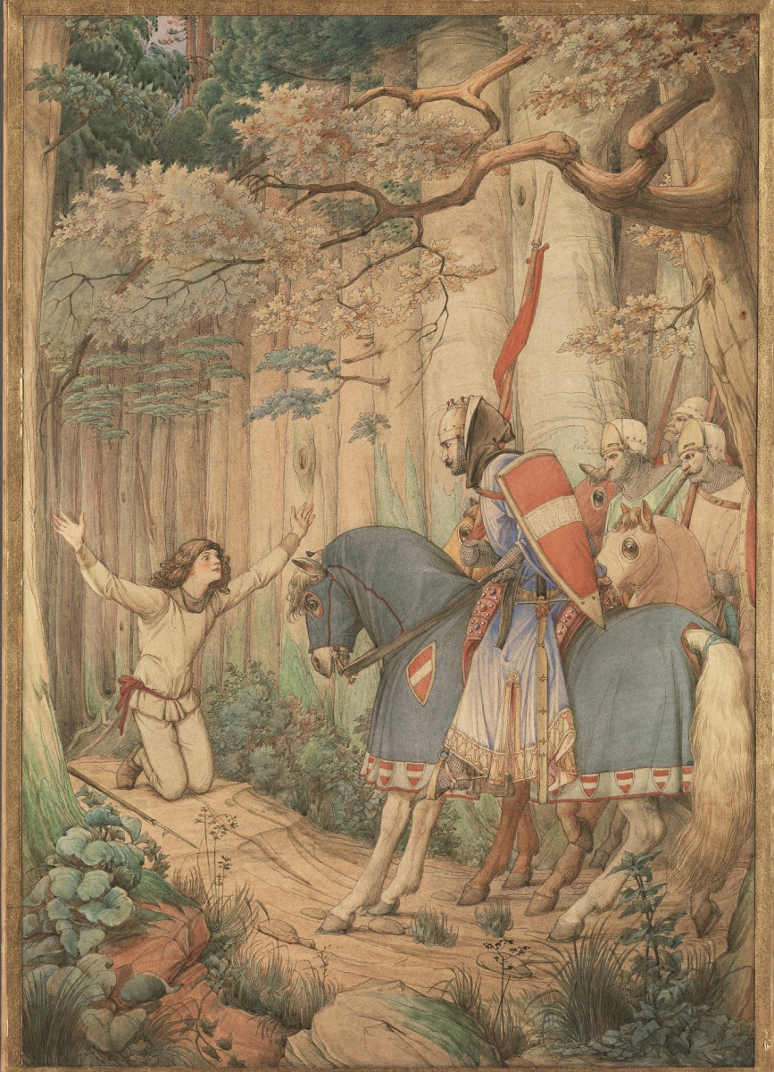 Эдуард фон Штейнле. Парцифаль встречает рыцарей в лесу ("Призвание Парцифаля")