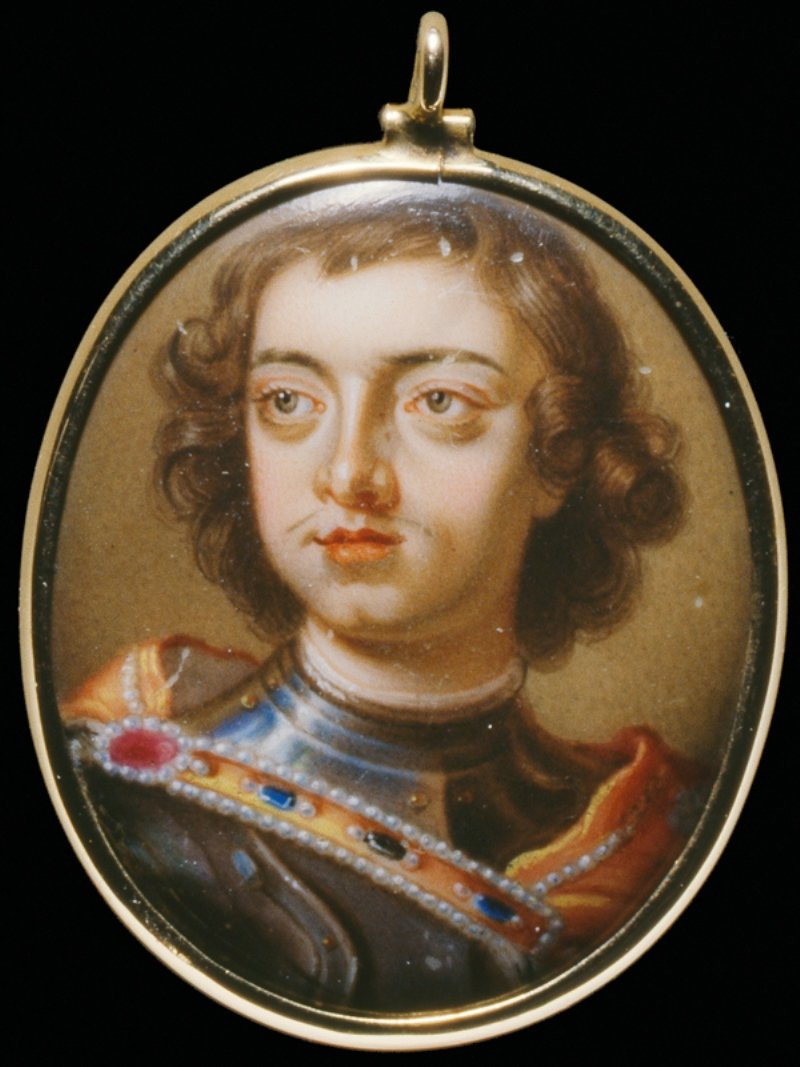 Шарл Буат. Портрет царя Петра I, около 1698, золото, эмаль