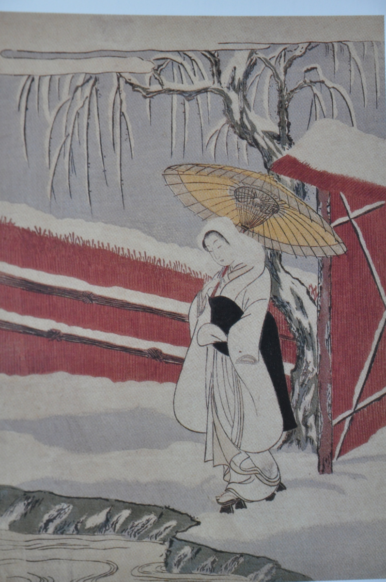 Судзуки Харунобу. Молодая девушка и снег