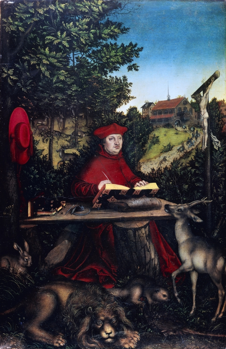 Лукас Кранах Старший. Портрет кардинала Альбрехта Бранденбурского в образе святого Иеронима