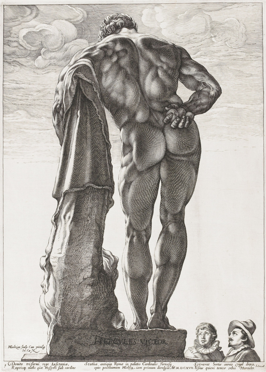 Хендрик Гольциус. Геркулес Фарнезе. Около 1592  резцовая гравюра