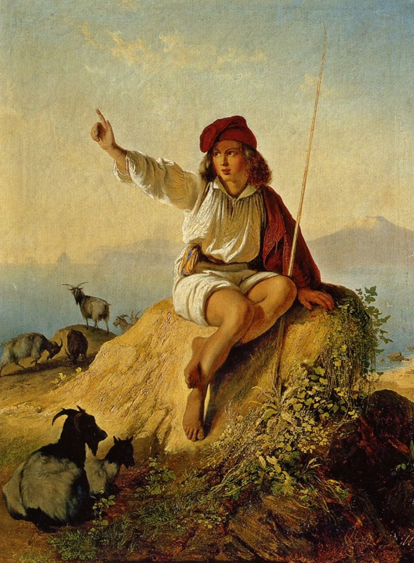 Тимофей Андреевич Нефф. Неаполитанский пастушок на берегу моря, освещенный восходящим солнцем