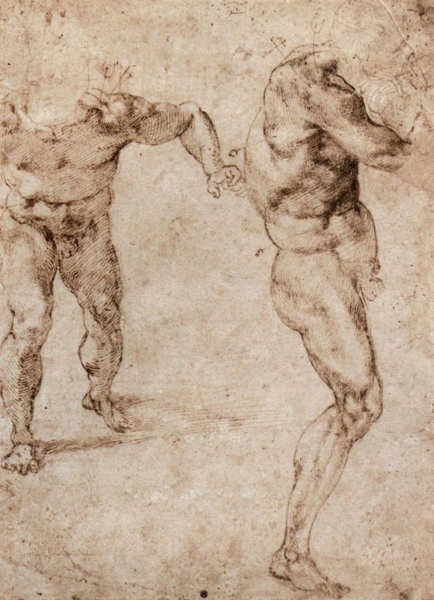 Микеланджело Буонарроти. Этюд с двумя обнаженными фигурами