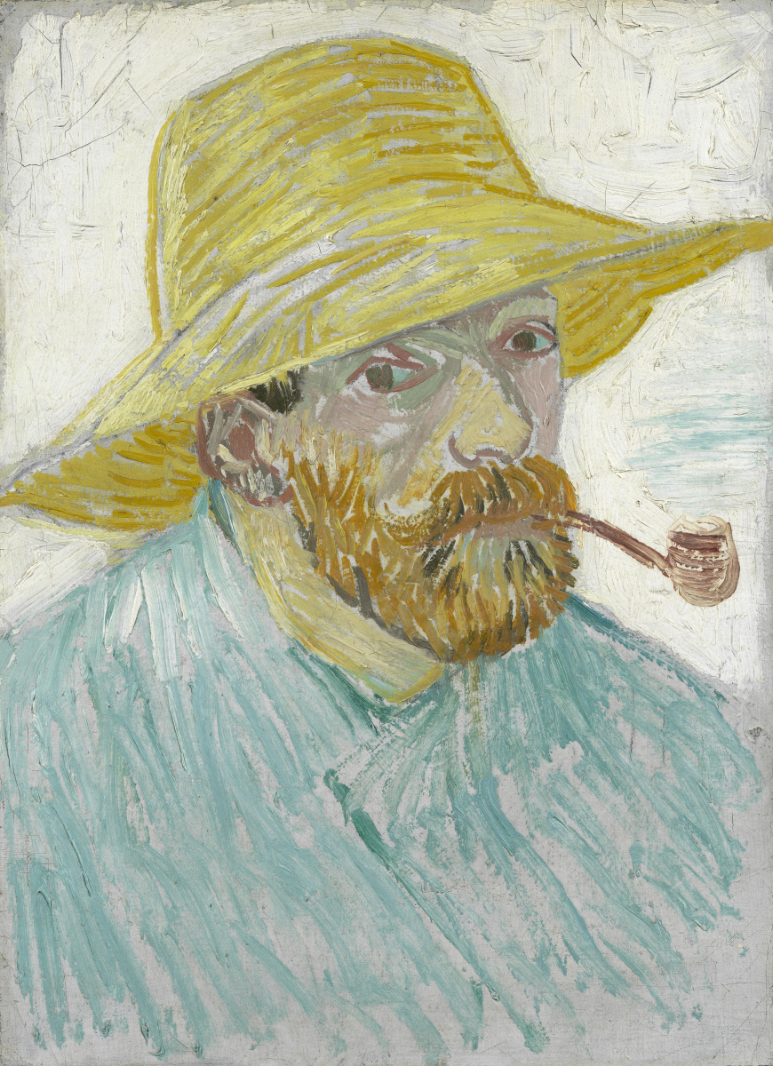 Винсент Ван Гог. Автопортрет в соломенной шляпе с трубкой