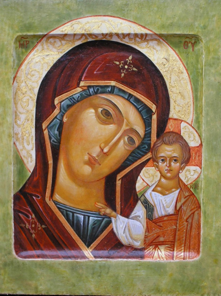 Светлана Фатьянова. Готовая икона на доске с золотом Казанская Божья Матерь