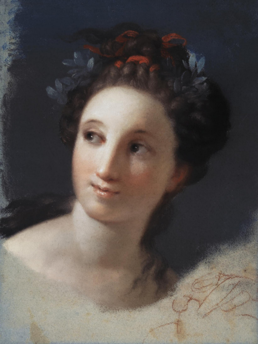 Розальба Каррьера (Каррера). Женская голова с лентой и лавровыми листьями в волосах
