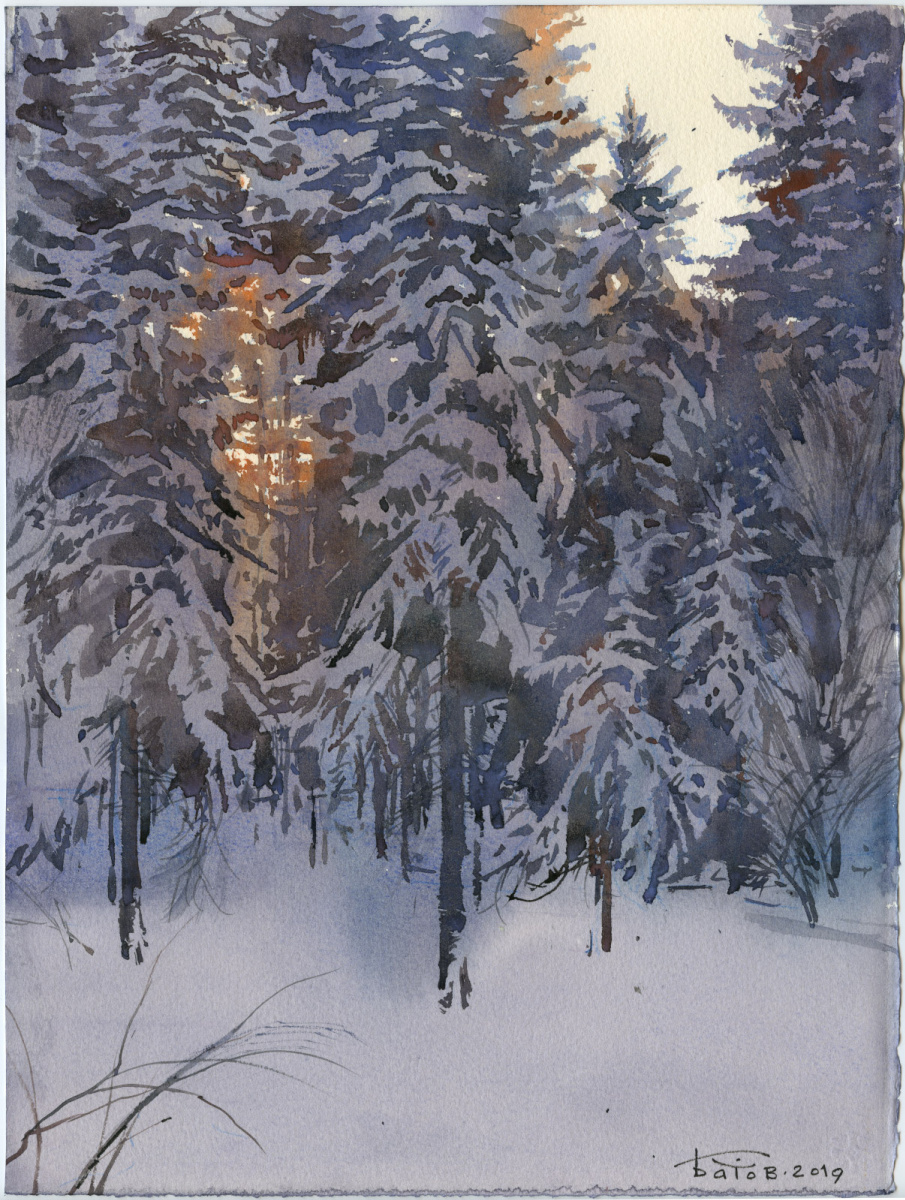 Anton Batov. Сумерки в зимнем лесу