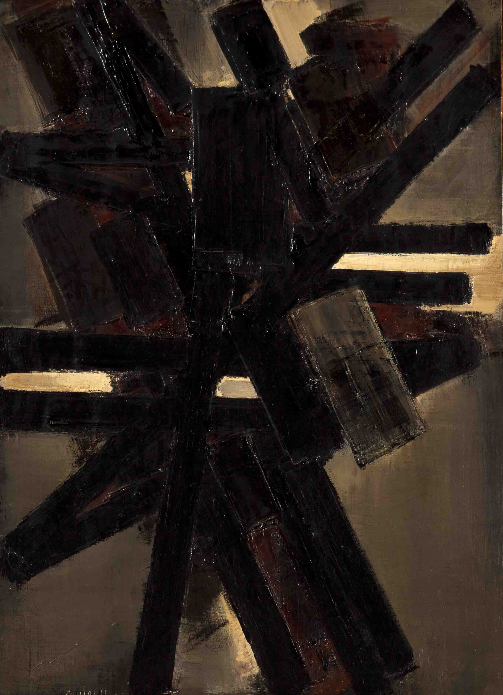 Пьер Сулаж - Без названия, 1957, 81×116 см: Описание произведения | Артхив