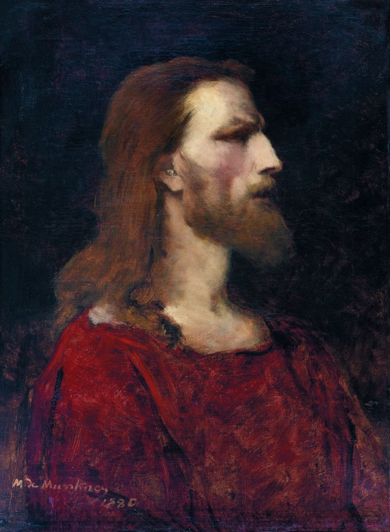 Михай Либ Мункачи. Портрет мужчины в красном. Эскиз для изображения Христа