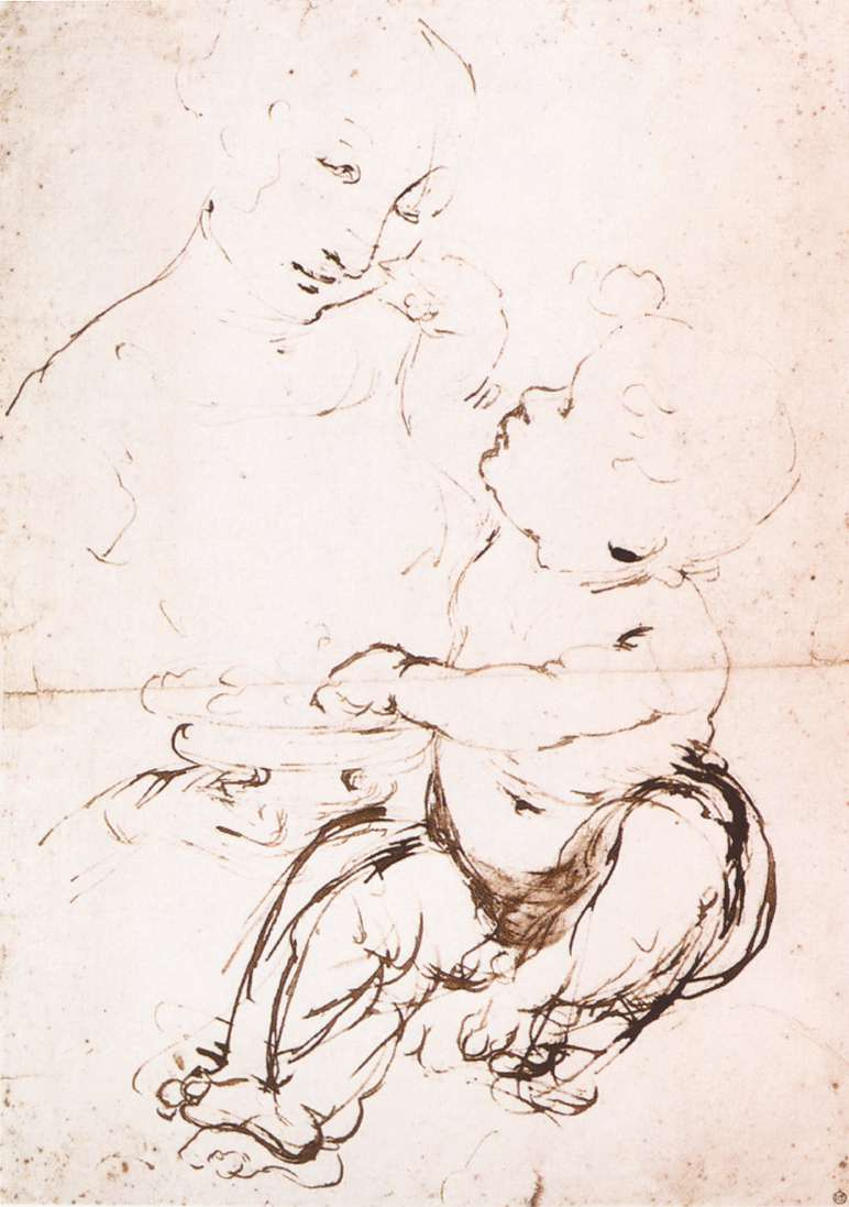 Леонардо да Винчи. Мадонна с младенцем (набросок)
