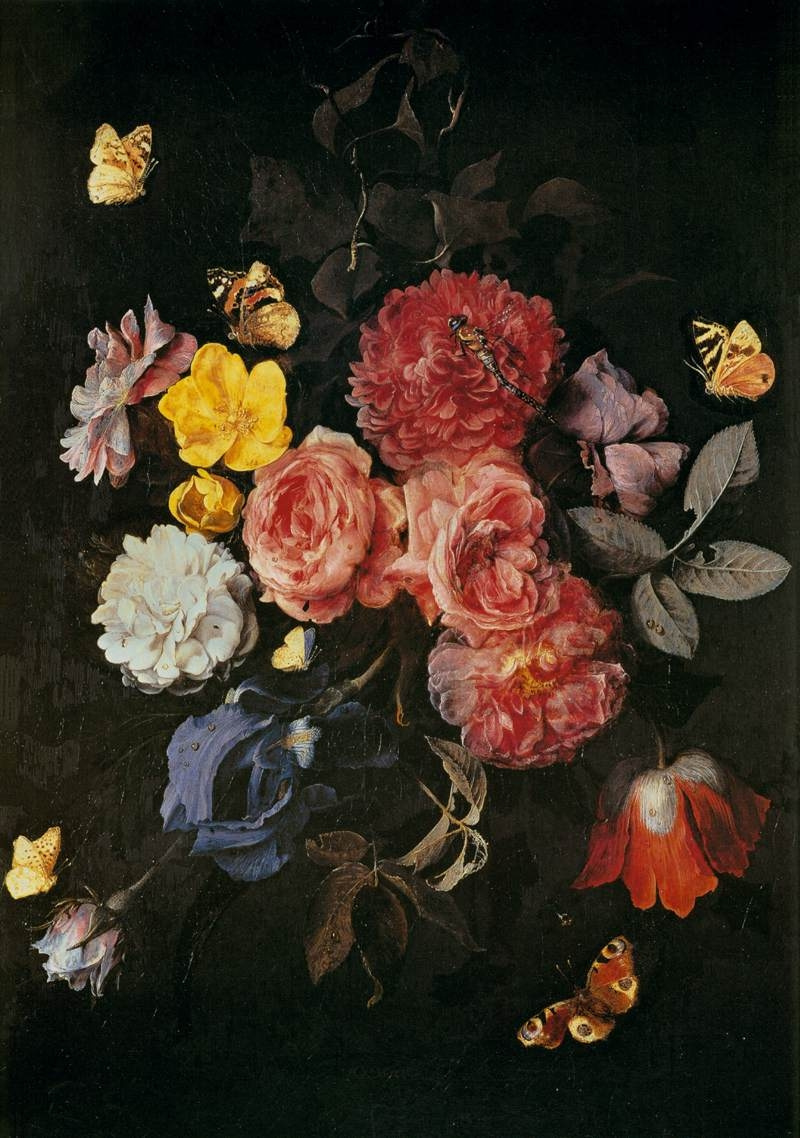 Отто Марсеус ван Скрик. Ваза с цветами и бабочками