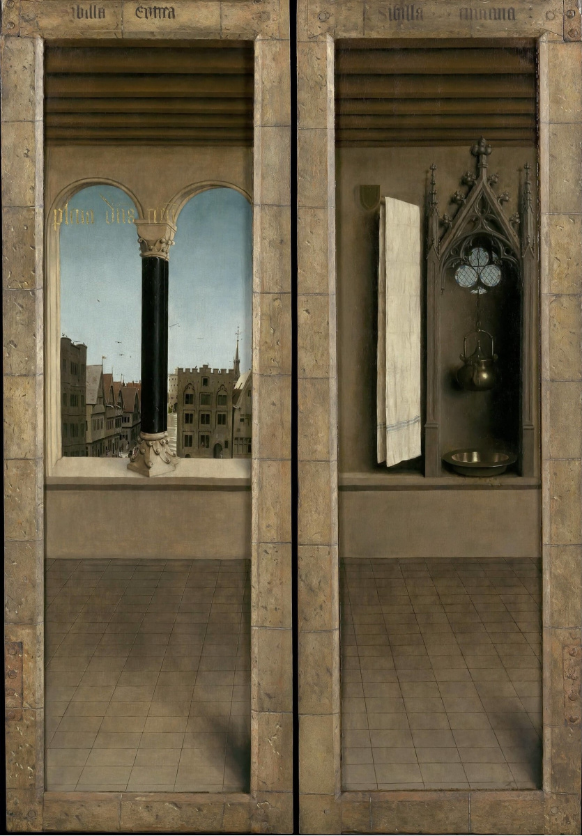 Губерт ван Эйк. Гентский алтарь с закрытыми створками (фрагмент)