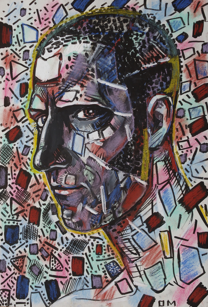 Олег Мингалев. By Oleg Mingalev "Selfportrait, 1998", ink and pastel on paper