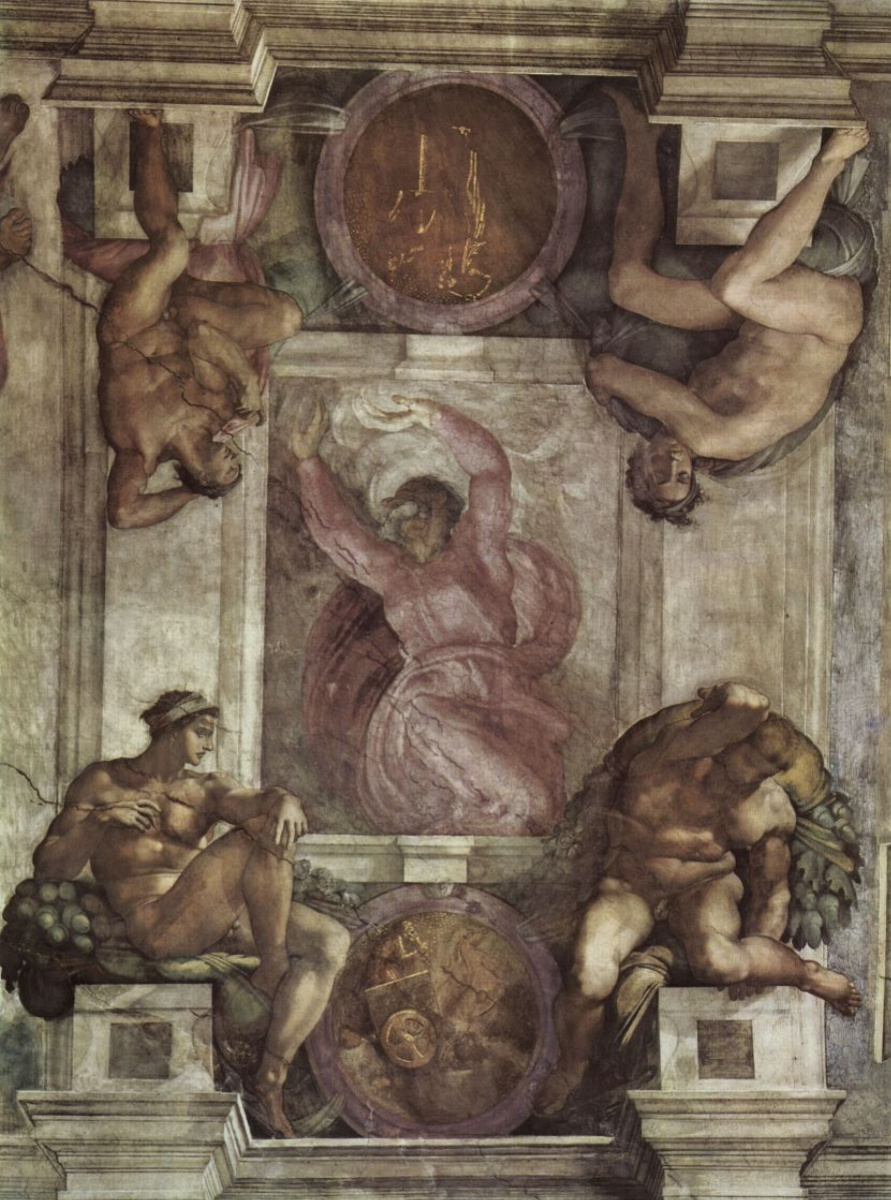 Бог-Творец и четыре юноши. Фрески Сикстинской капеллы