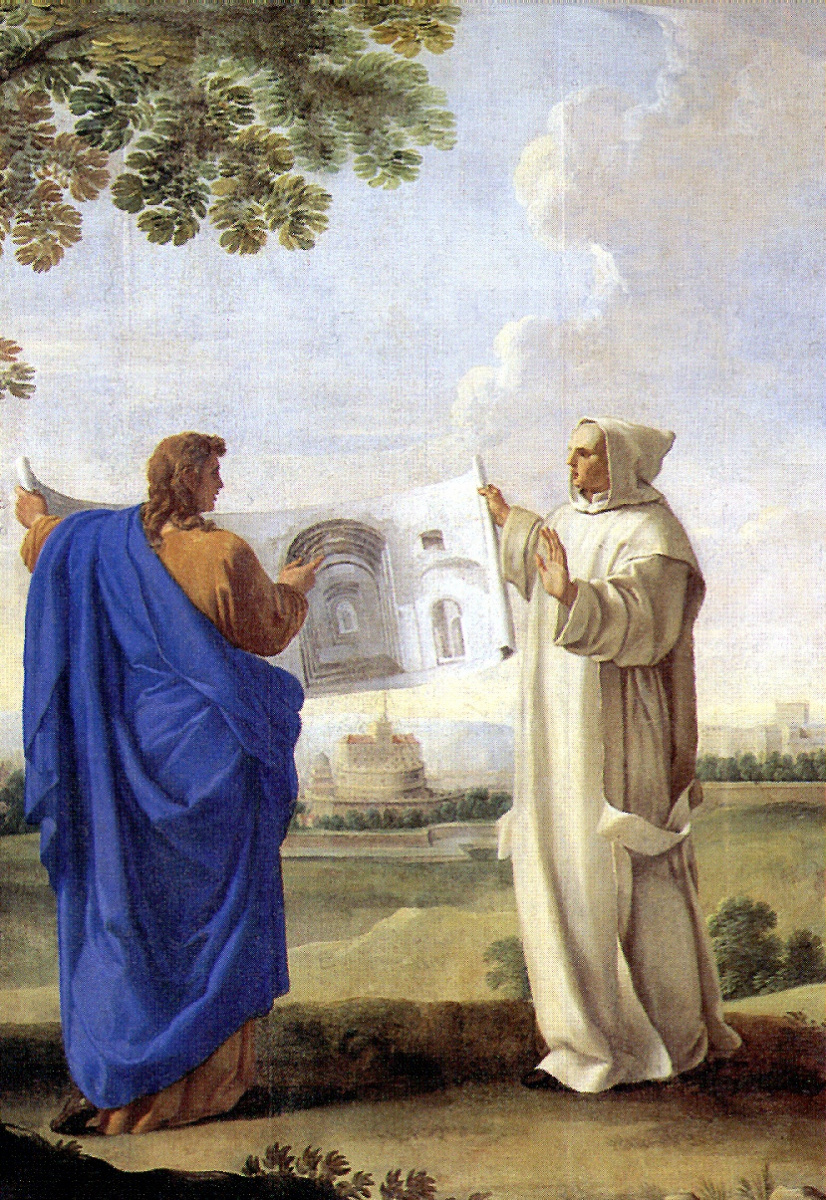 Эсташ Лесюэр. Святой Бруно, изучающий рисунок с термами Диоклетиана