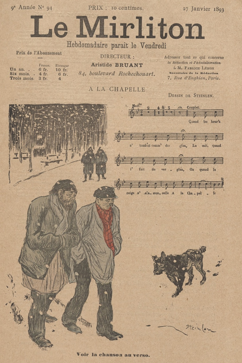 Теофиль-Александр Стейнлен. Иллюстрация для журнала "Мирлитон" № 94, 27 января 1893 года
