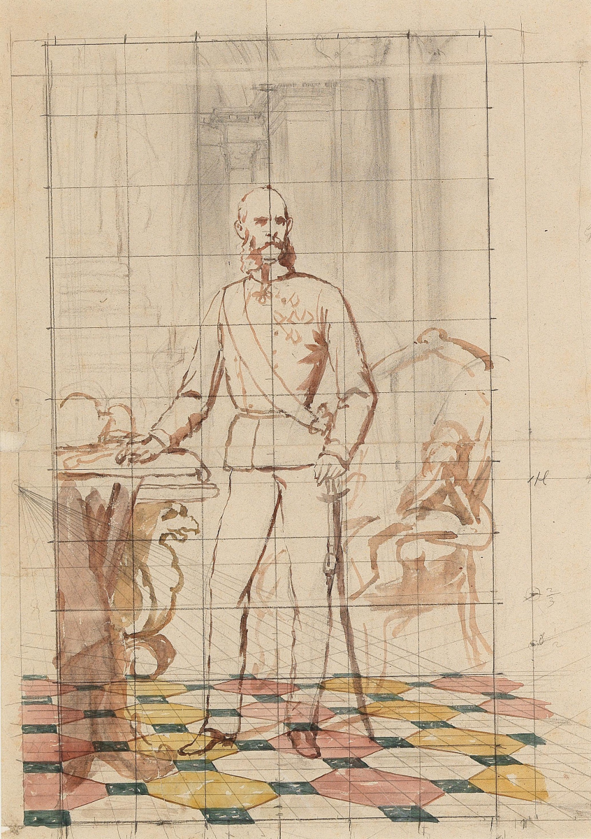 Карл фон Блаас. Набросок для портрета императора Франца Иосифа I Австрийского в униформе