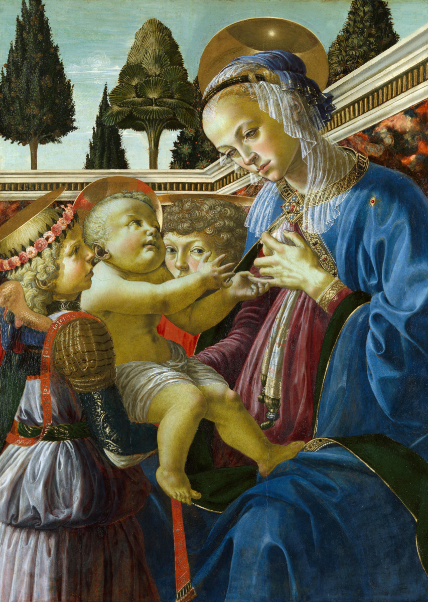 Андреа дель Верроккьо. Мадонна с Младенцем и двумя ангелами