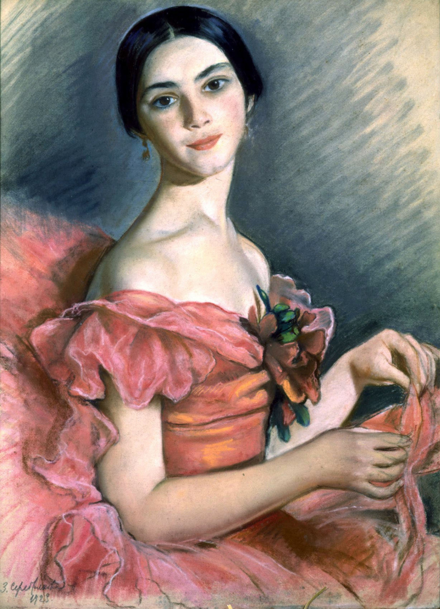 Зинаида Евгеньевна Серебрякова. Портрет балерины Е.Н. Гейденрейх в красном
