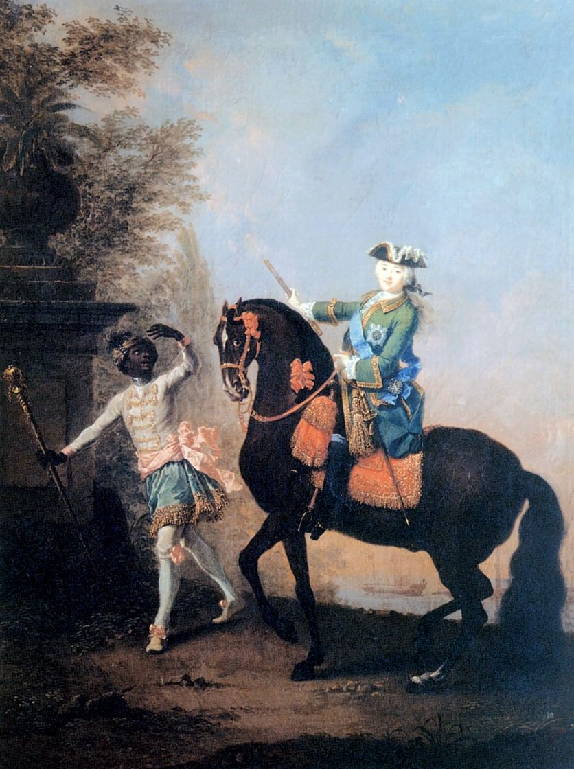 Георг-Христофор Гроот. Конный портрет Елизаветы Петровны с арапчонком
