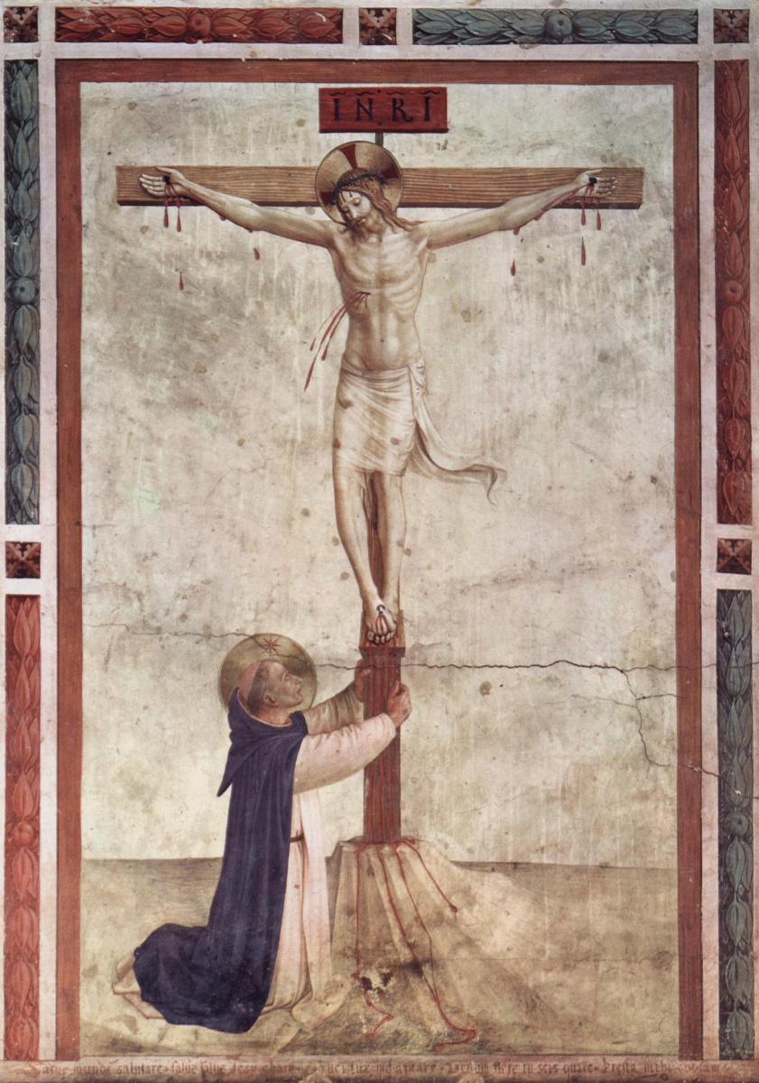 Фра Беато Анджелико. Распятие со святым Домиником. Фреска монастыря Сан Марко, Флоренция