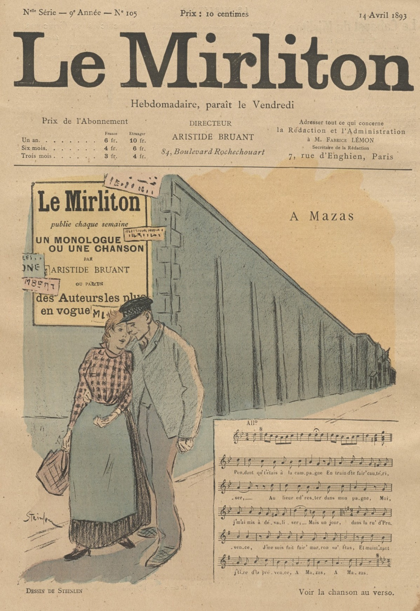 Теофиль-Александр Стейнлен. Иллюстрация для журнала "Мирлитон" № 105, 14 апреля 1893 года