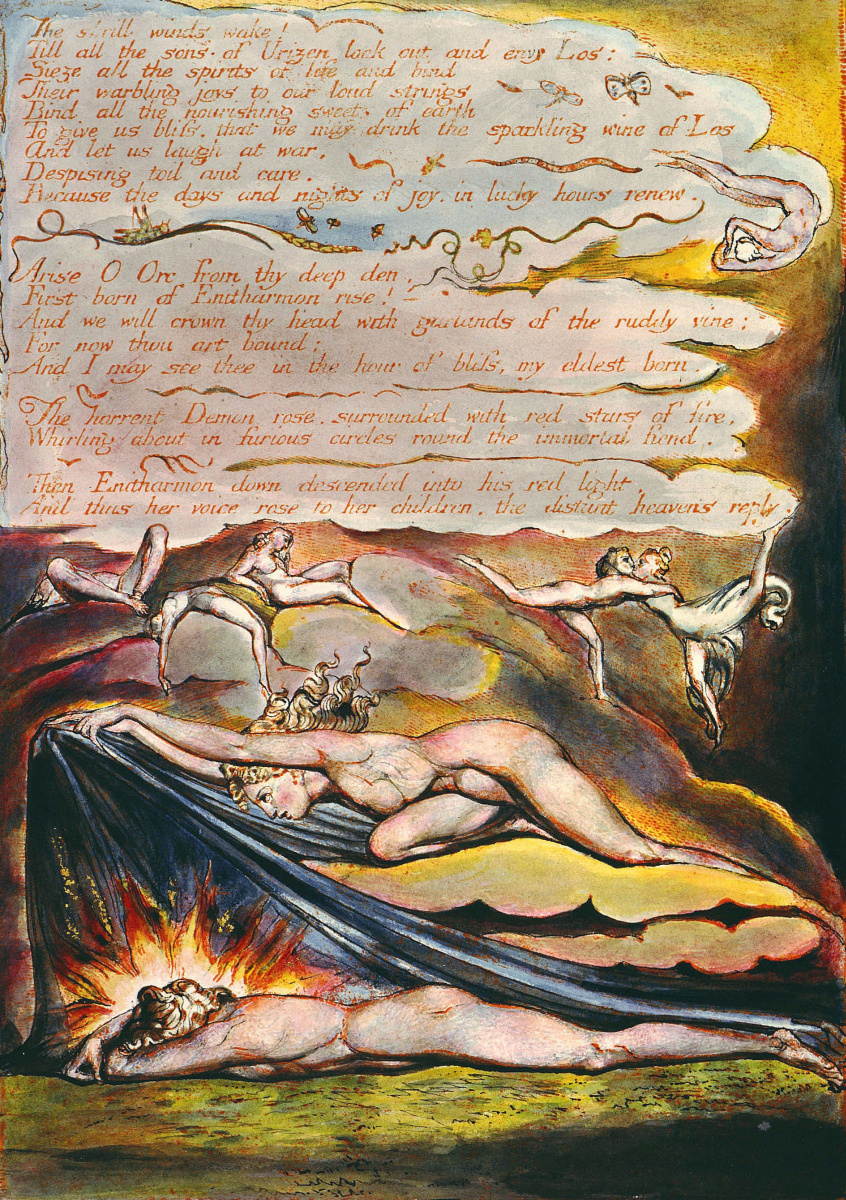 Уильям Блейк. Орк и Энитармон. Иллюстрация к поэме "Европа: пророчество"