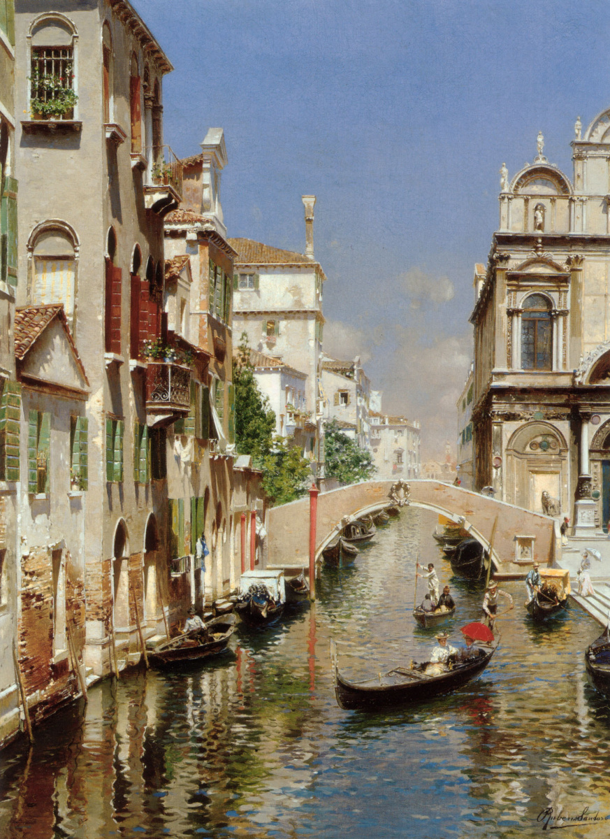 Рубенса Санторо. Венецианский канал с гондольером
