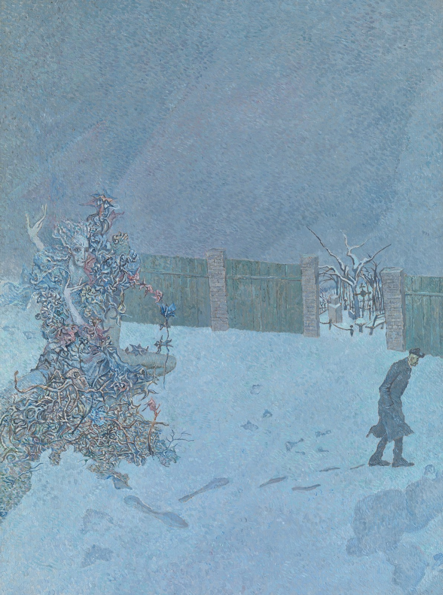 Борис Петрович Свешников. Клумба на снегу. 1973 х.м.79.5 х 59