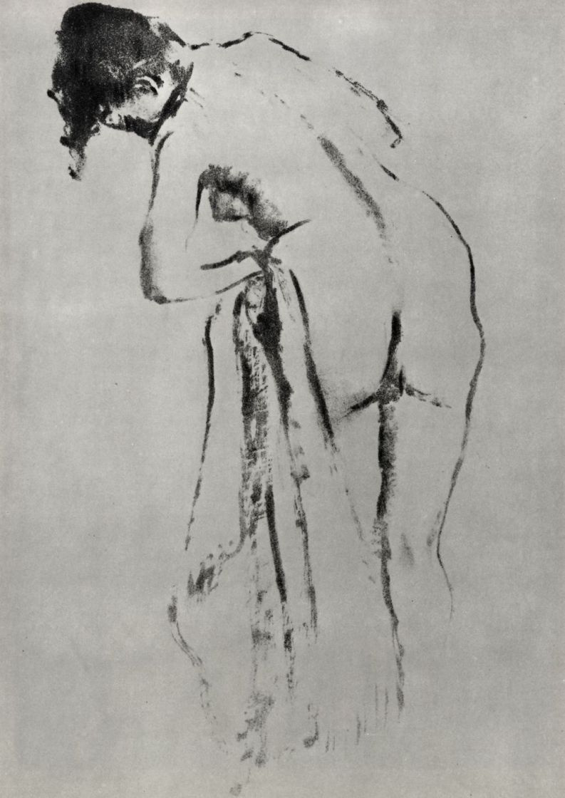Эдгар Дега. Стоящая обнаженная за туалетом, фигура со спины