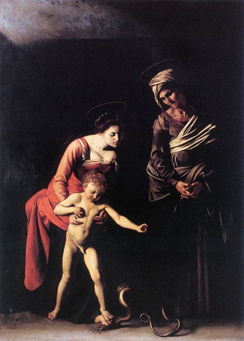 Микеланджело Меризи де Караваджо. Мадонна и младенец со Святой Анной